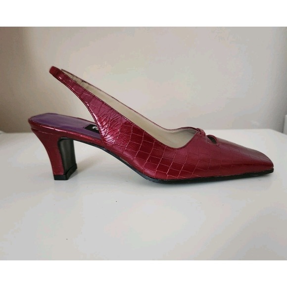 Etienne Aigner Womens Leather High Heels Shoes Red Mahogany Made In Spain Sz 6M - Picture 1 of 12